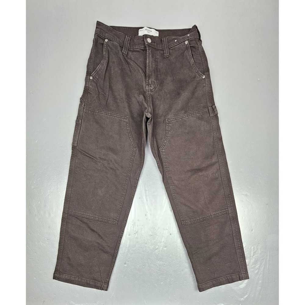 VINTAGE Hollister Pants Mens Large Brown Baggy Double Knee Flat Front Workwear